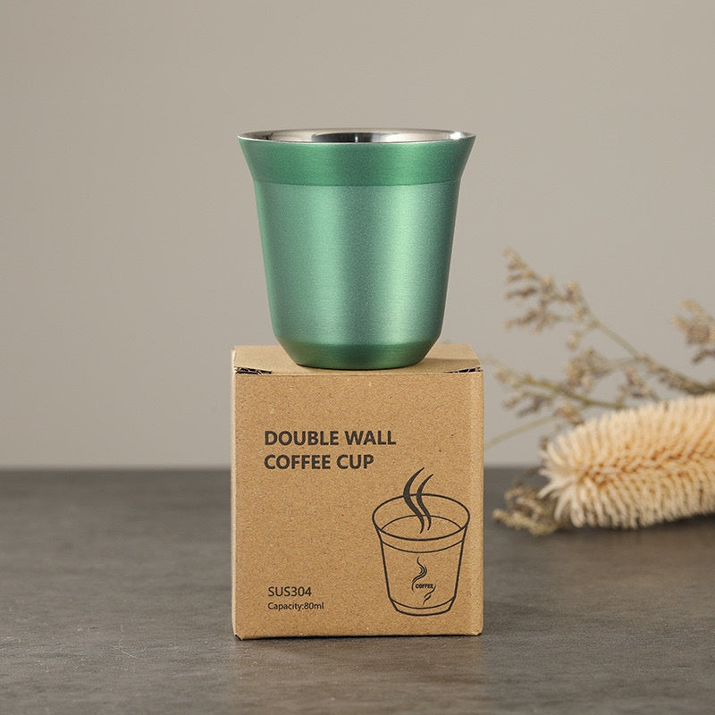 Solid Color Water Cup, Summer New Simple Flat Bottom Cup, Stainless Steel Double-layer Tank, Capsule Coffee Cup