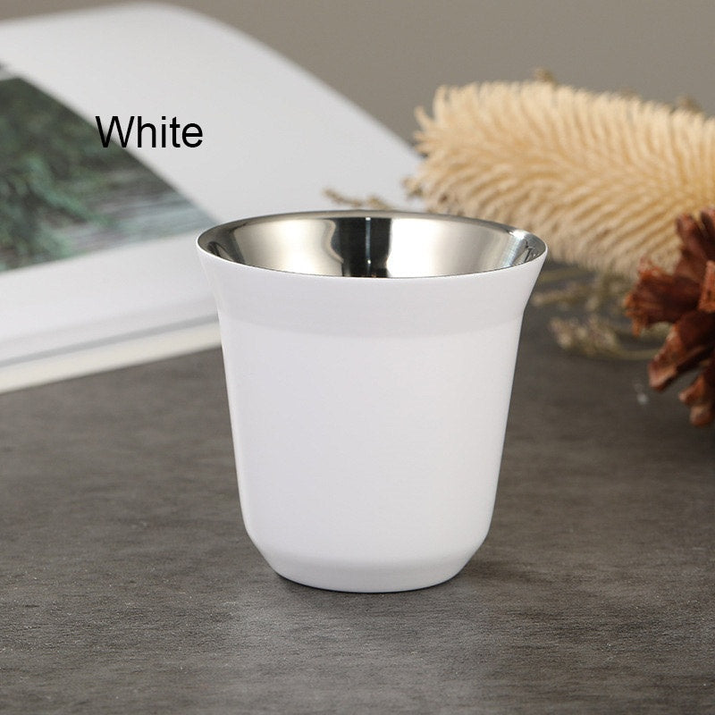 Solid Color Water Cup, Summer New Simple Flat Bottom Cup, Stainless Steel Double-layer Tank, Capsule Coffee Cup