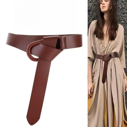 Genuine Leather Knot Style Adjustable Waist Belt