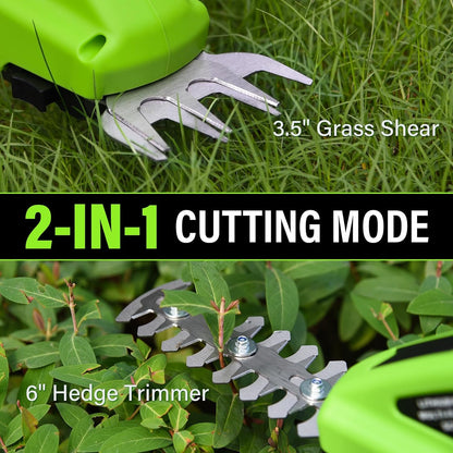 2 In 1 Cordless Electric Hedge Trimmer Rechargeable, Handheld Household Lawn Shrub Weeding Pruning Mower