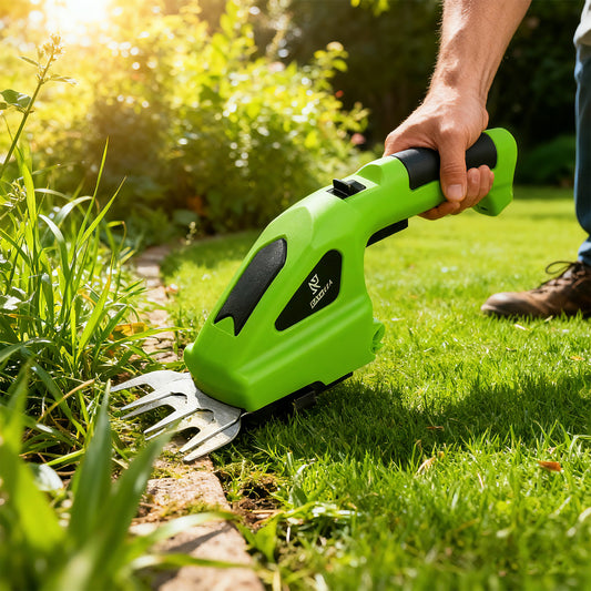 2 In 1 Cordless Electric Hedge Trimmer Rechargeable, Handheld Household Lawn Shrub Weeding Pruning Mower
