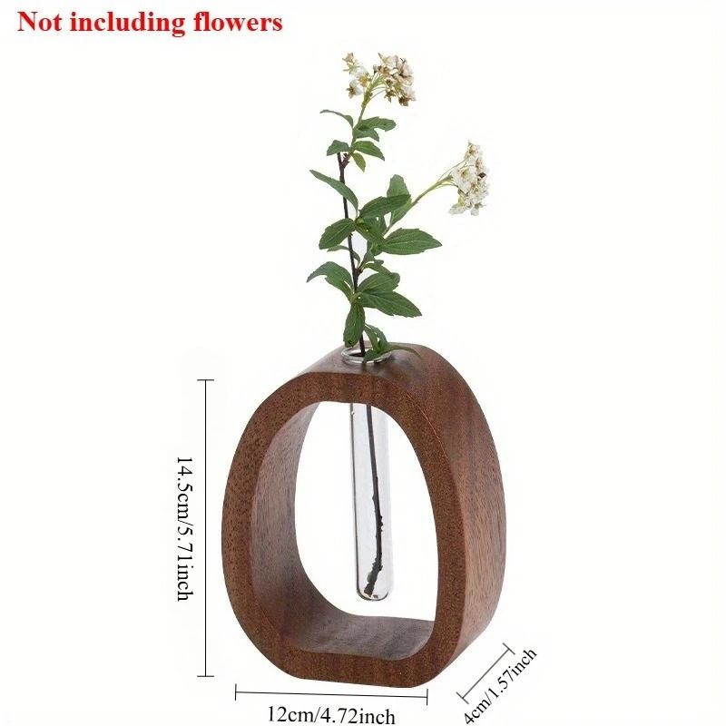 Wooden Base Mini Glass Flower Vase