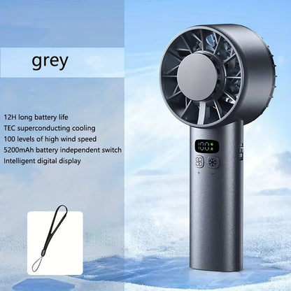 High Speed Handheld Cooling Fan with Ice Compress and LED Display