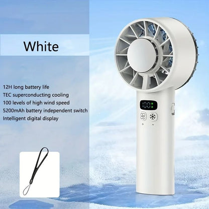 High Speed Handheld Cooling Fan with Ice Compress and LED Display