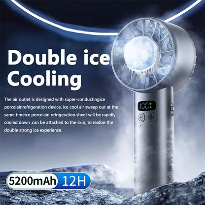 High Speed Handheld Cooling Fan with Ice Compress and LED Display