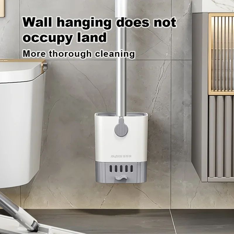 Wall Mounted Silicone Toilet Brush Set with Holder – Flexible Long Handle Bathroom Cleaning Brush