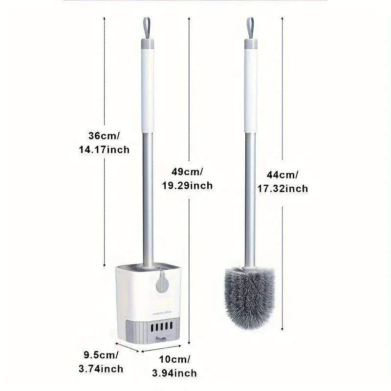 Wall Mounted Silicone Toilet Brush Set with Holder – Flexible Long Handle Bathroom Cleaning Brush