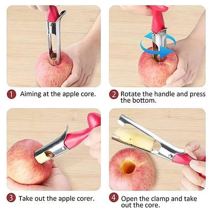 Stainless Steel Apple Corer Remover Fruit Core Cutter and Slicer Tool for Apples and Pears