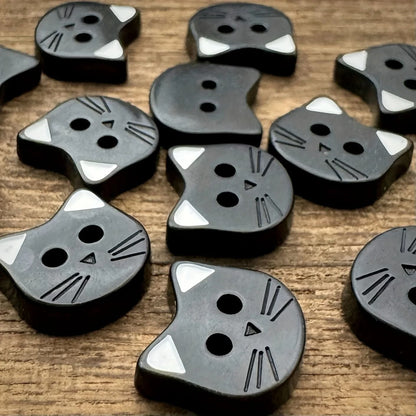 Cute Black Cat Resin Sewing Buttons Decorative Craft Fasteners Set of 10