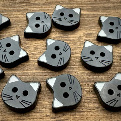 Cute Black Cat Resin Sewing Buttons Decorative Craft Fasteners Set of 10