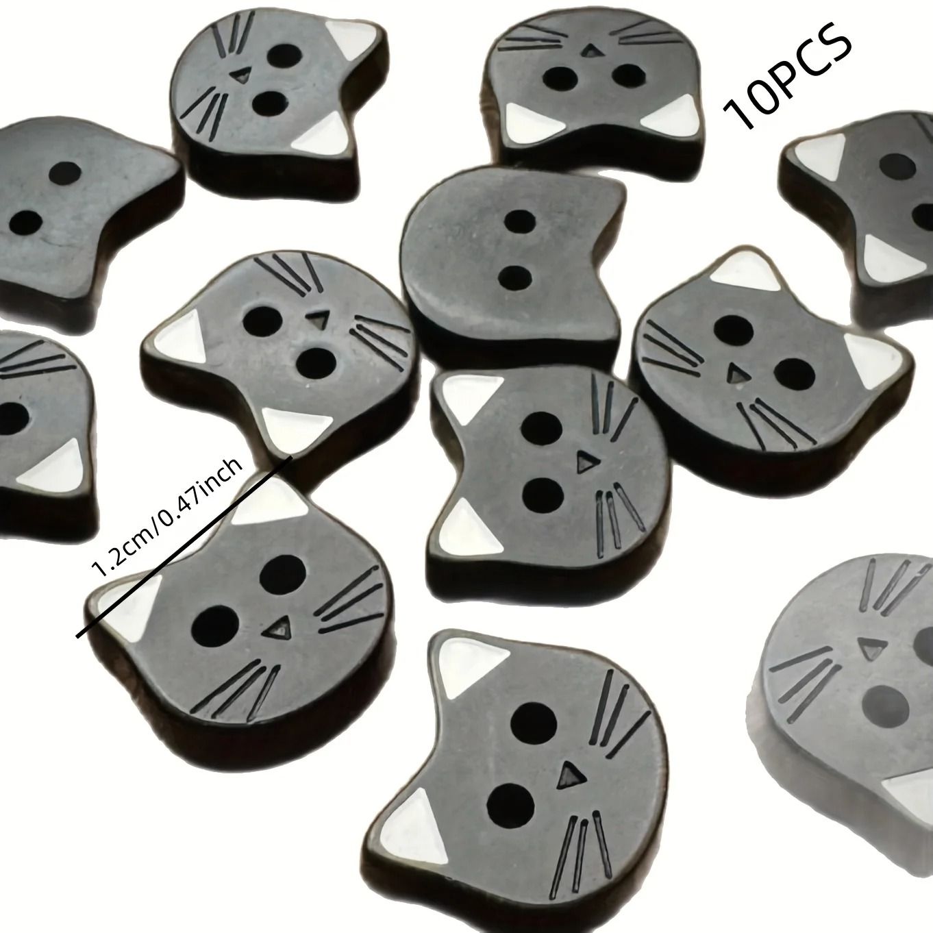 Cute Black Cat Resin Sewing Buttons Decorative Craft Fasteners Set of 10