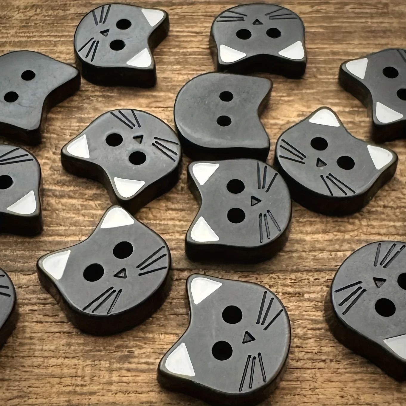 Cute Black Cat Resin Sewing Buttons Decorative Craft Fasteners Set of 10