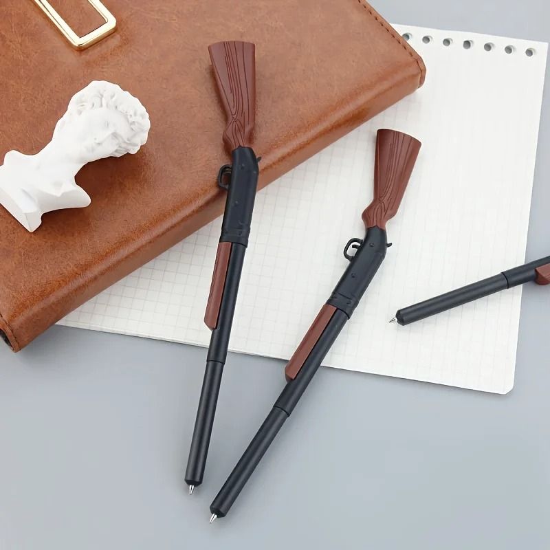 Gun Shaped Ballpoint Pens Set of 5 Unique Smooth Writing Novelty Office Pens