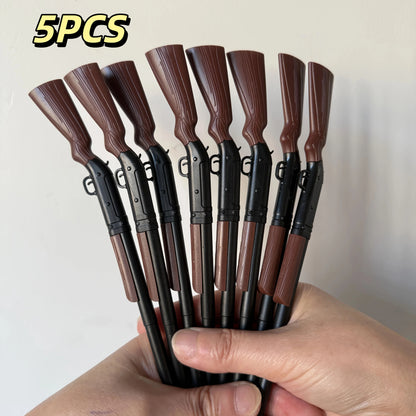 Gun Shaped Ballpoint Pens Set of 5 Unique Smooth Writing Novelty Office Pens