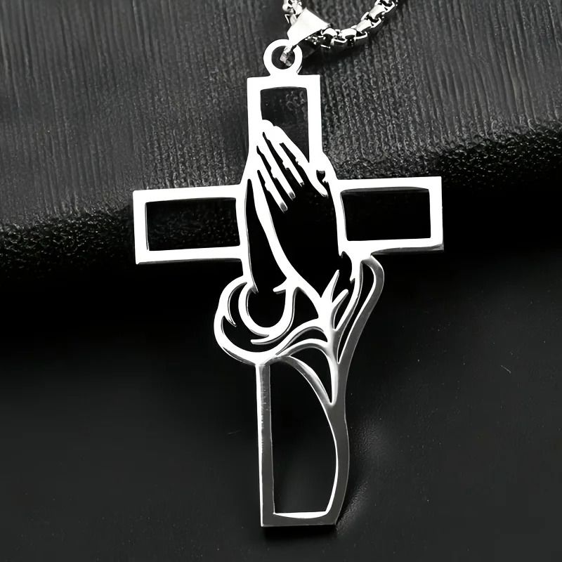 Hollow Prayer Hands Cross Pendant Religious Car Mirror Hanging Ornament