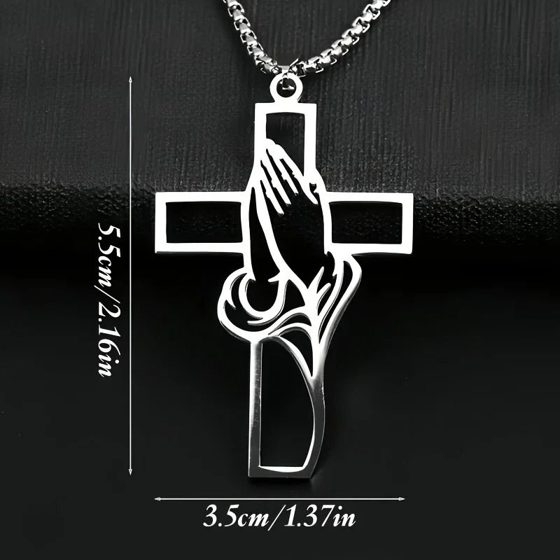 Hollow Prayer Hands Cross Pendant Religious Car Mirror Hanging Ornament