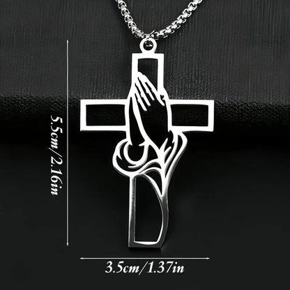 Hollow Prayer Hands Cross Pendant Religious Car Mirror Hanging Ornament