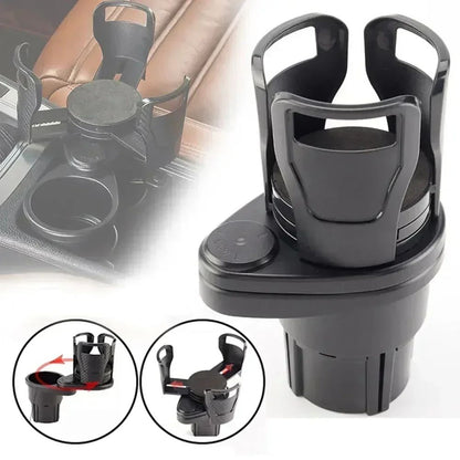 Adjustable Dual Cup Holder Expander with Phone Mount for Cars