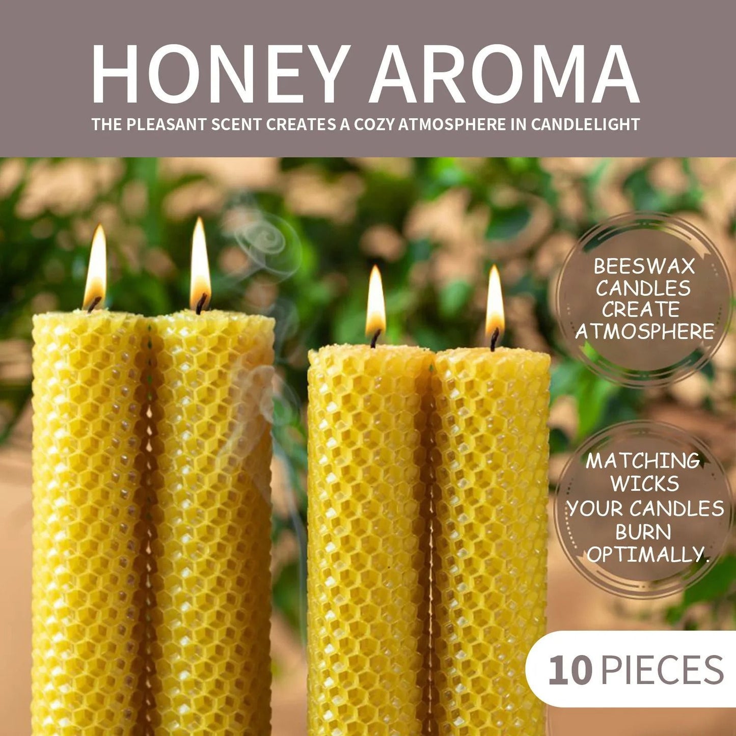 Natural Beeswax Candles Set 10 Pieces Handmade No Fragrance