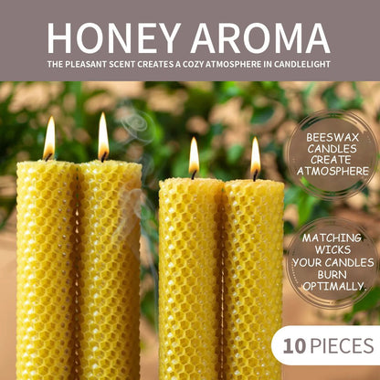 Natural Beeswax Candles Set 10 Pieces Handmade No Fragrance