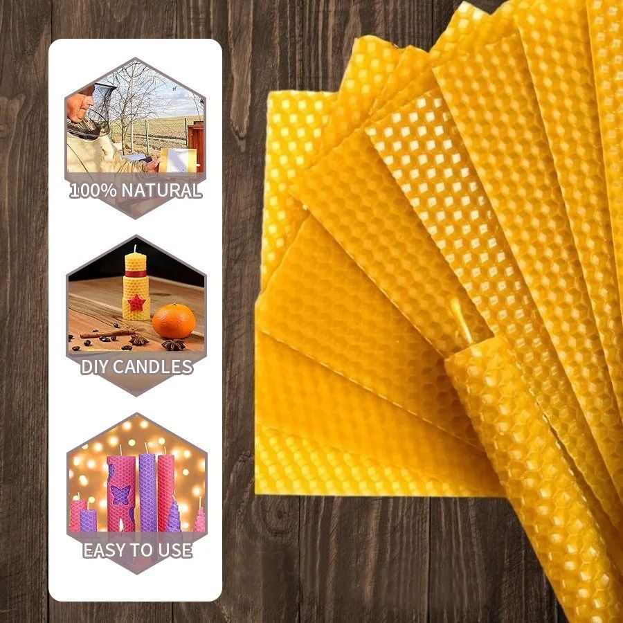 Natural Beeswax Candles Set 10 Pieces Handmade No Fragrance