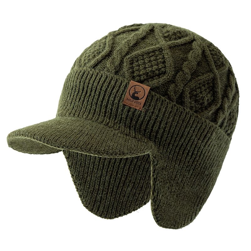 Winter Earflap Beanie for Cold Wind Protection, Thick Knit Hat with Plush Lining