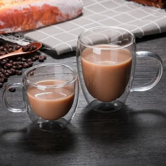 Double Bottom Wall Glass Coffee Cup , Thermal Heat Resistant Whiskey Tea Cocktail Vodka Shot Wine Mug
