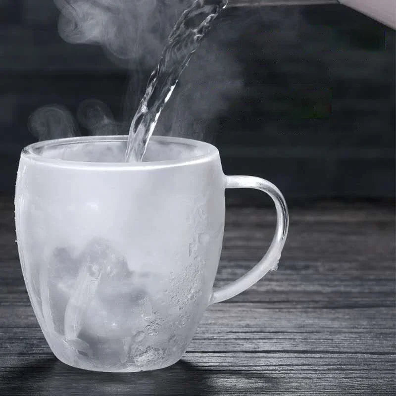 Double Bottom Wall Glass Coffee Cup , Thermal Heat Resistant Whiskey Tea Cocktail Vodka Shot Wine Mug