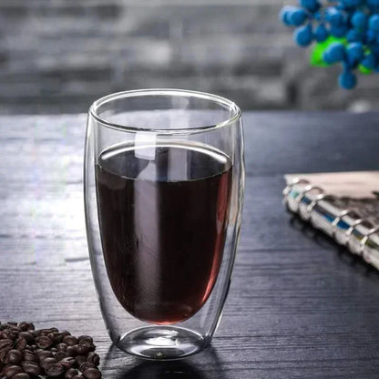 Double Bottom Wall Glass Coffee Cup , Thermal Heat Resistant Whiskey Tea Cocktail Vodka Shot Wine Mug