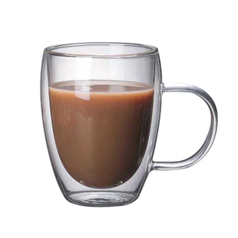 Double Bottom Wall Glass Coffee Cup , Thermal Heat Resistant Whiskey Tea Cocktail Vodka Shot Wine Mug