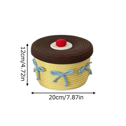 Storage Basket for Home Decor, Cotton Rope Storage Basket, Hand Woven Toys Holder, Desktop Clutter Storage Box