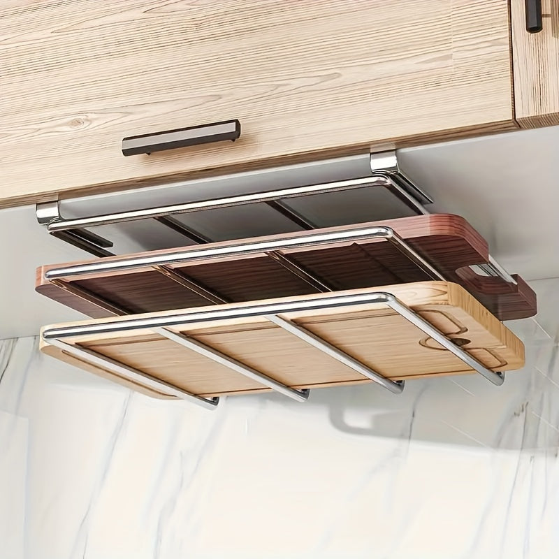 Space Saving Cutting Board Organizer & Kitchen Storage Rack with Stainless Steel Design