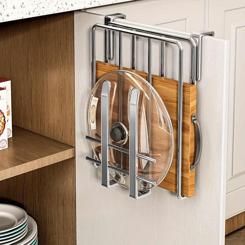 Space Saving Cutting Board Organizer & Kitchen Storage Rack with Stainless Steel Design