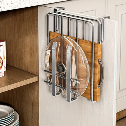 Space Saving Cutting Board Organizer & Kitchen Storage Rack with Stainless Steel Design