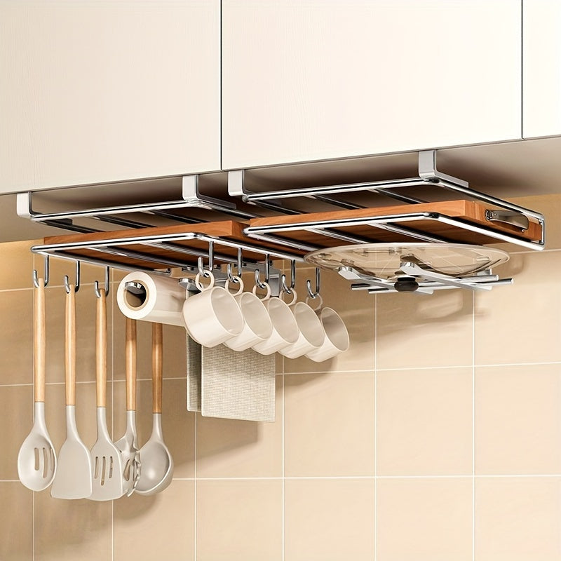 Space Saving Cutting Board Organizer & Kitchen Storage Rack with Stainless Steel Design