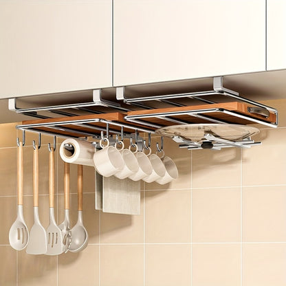 Space Saving Cutting Board Organizer & Kitchen Storage Rack with Stainless Steel Design