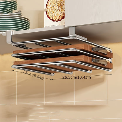 Space Saving Cutting Board Organizer & Kitchen Storage Rack with Stainless Steel Design