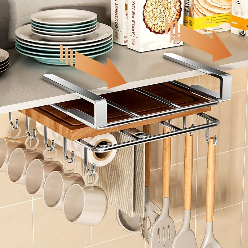 Space Saving Cutting Board Organizer & Kitchen Storage Rack with Stainless Steel Design
