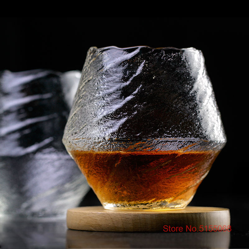Hammer Pattern Whisky Cup, Hazy Air Wine Glass Snowflakes, Falling Whiskey Tumbler Brandy Wineglass Gift