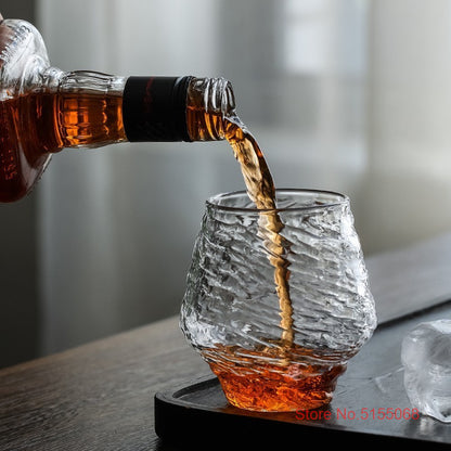 Hammer Pattern Whisky Cup, Hazy Air Wine Glass Snowflakes, Falling Whiskey Tumbler Brandy Wineglass Gift