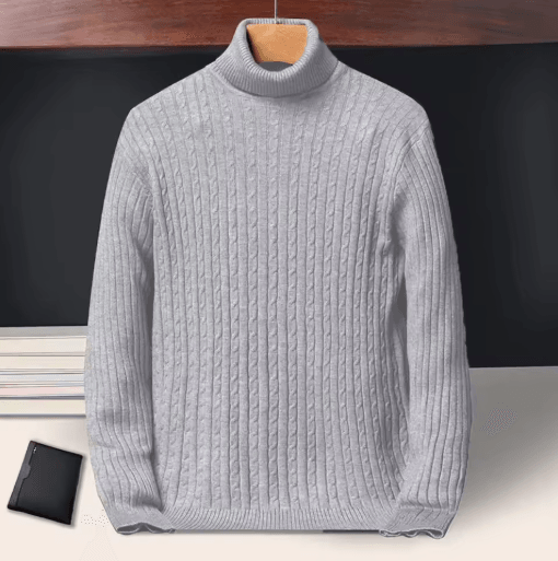 Men's Long Sleeve Knitted Turtleneck Striped Sweater
