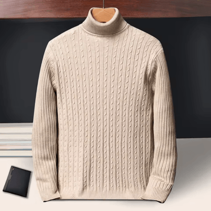 Men's Long Sleeve Knitted Turtleneck Striped Sweater
