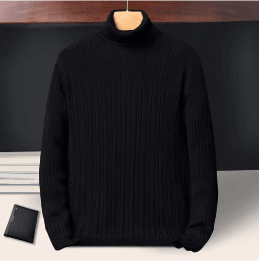 Men's Long Sleeve Knitted Turtleneck Striped Sweater