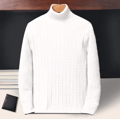 Men's Long Sleeve Knitted Turtleneck Striped Sweater