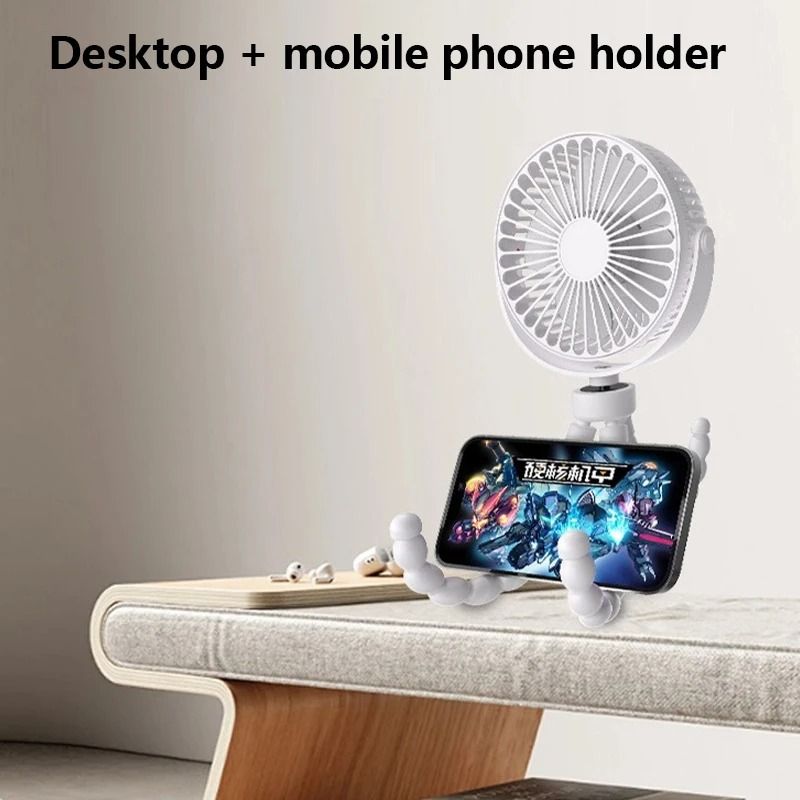 Portable Clip On Baby Fan with Flexible Tripod USB Rechargeable