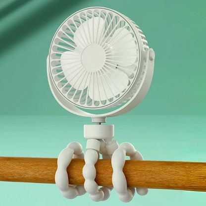 Portable Clip On Baby Fan with Flexible Tripod USB Rechargeable