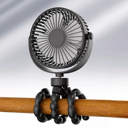 Portable Clip On Baby Fan with Flexible Tripod USB Rechargeable