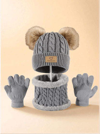 WarmNest Kids Winter Hat Scarf Gloves Set Cozy Cold Weather Accessories