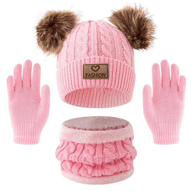 WarmNest Kids Winter Hat Scarf Gloves Set Cozy Cold Weather Accessories