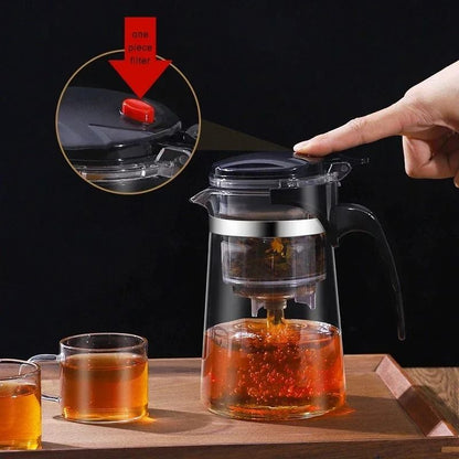Press Filter Glass Teapot With Water Separation System